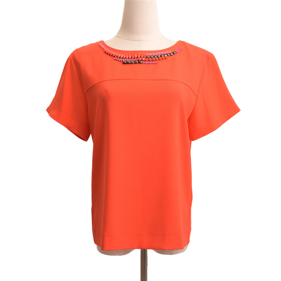 Excellent MarcCain Orange Viscose Blouse Size M with Beading Detail - Picture 1 of 7
